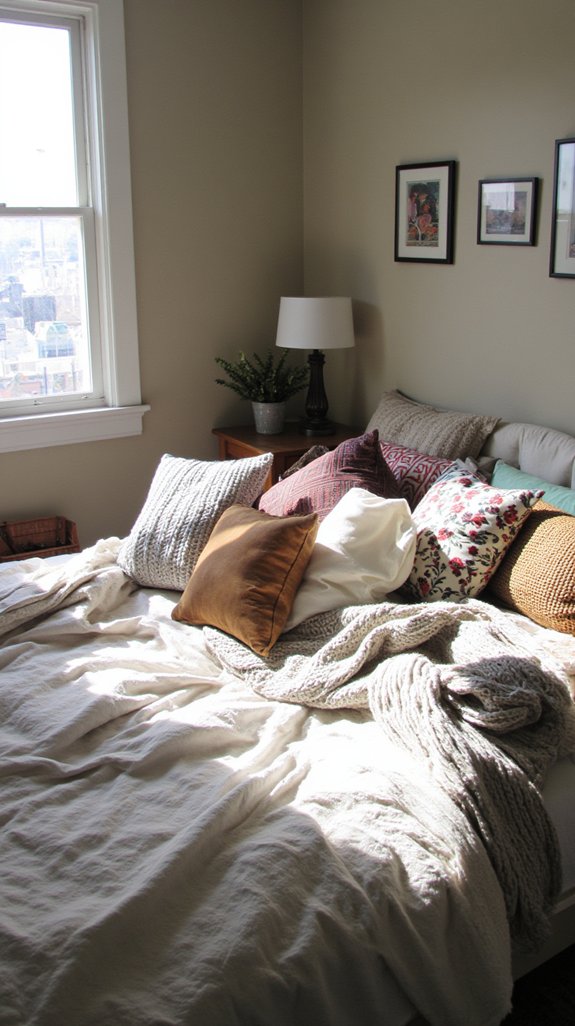 pillow variety enhances bedroom
