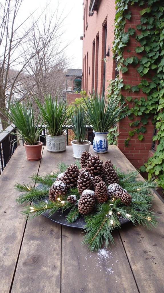 pinecone and evergreen decor