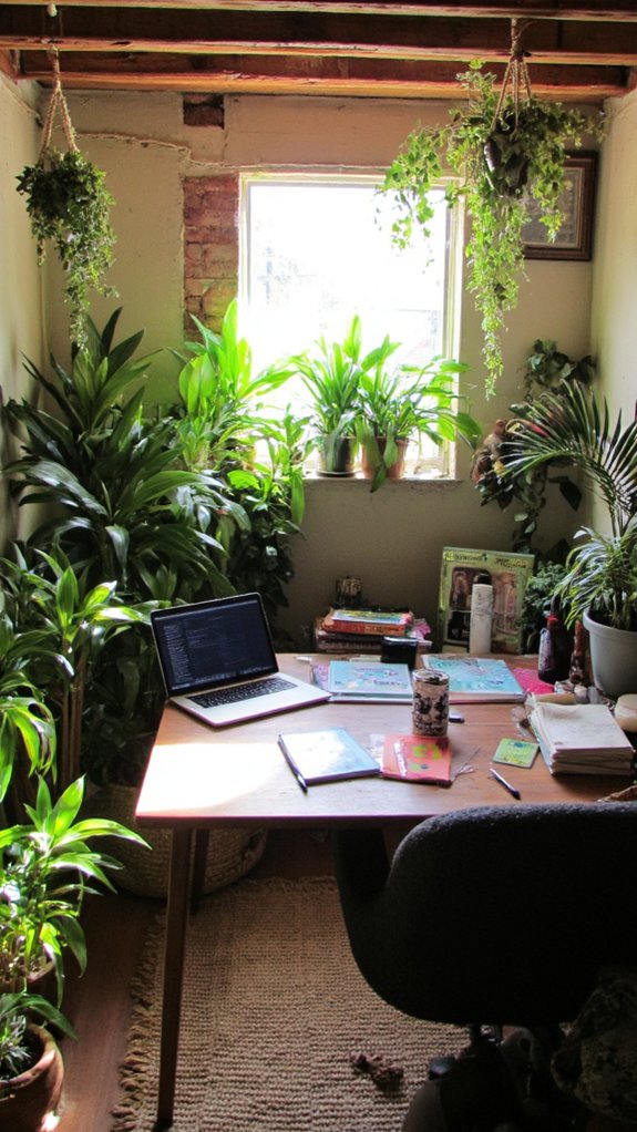 plants enhance basement office
