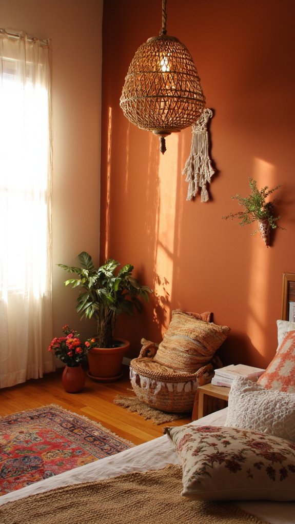 rattan lighting enhances bohemian