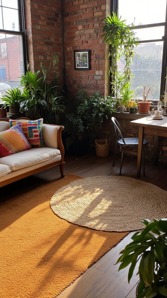 rugs define living zones