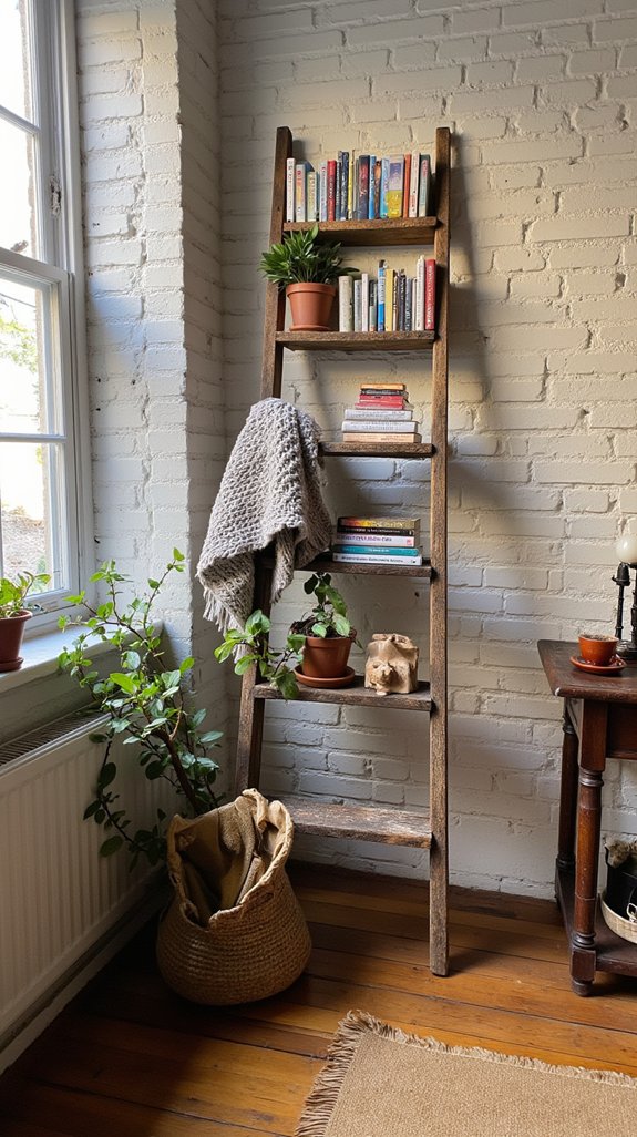 rustic ladder book display