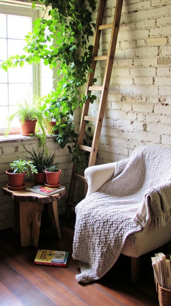 rustic ladder with vines