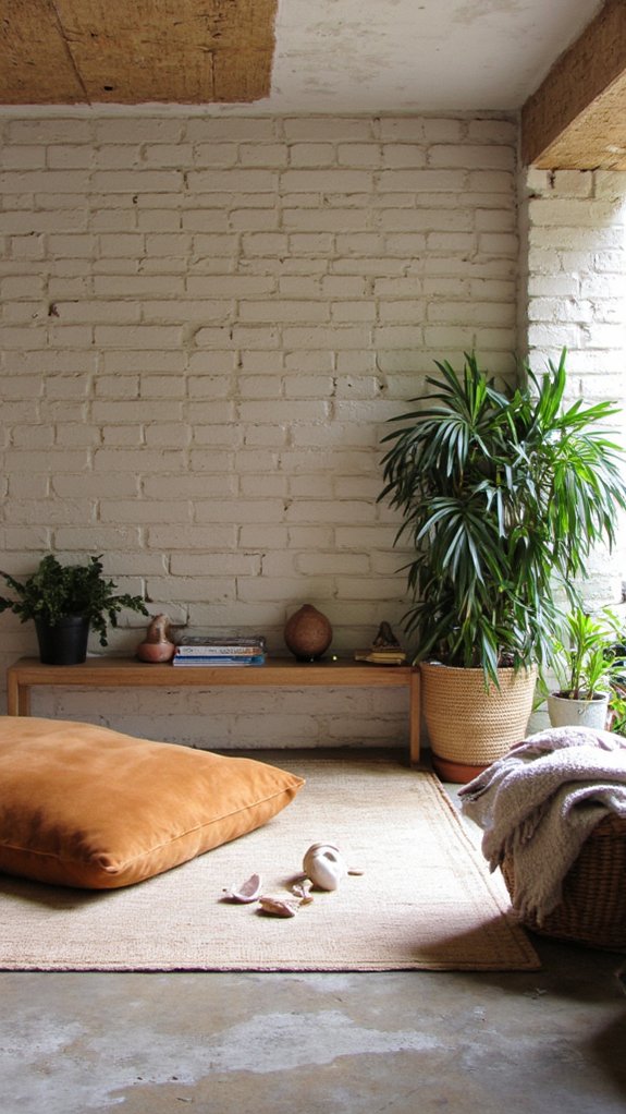 serene basement meditation corner