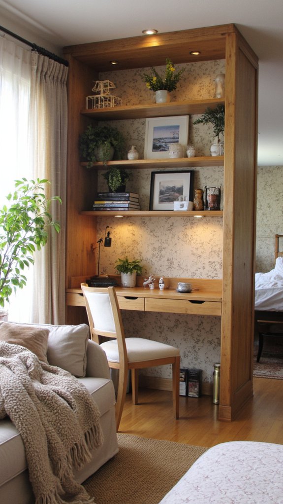 sleek built in desk area