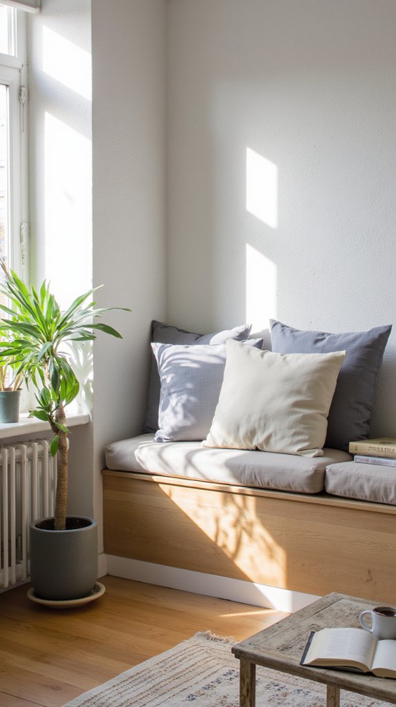 sleek minimalist built in bench