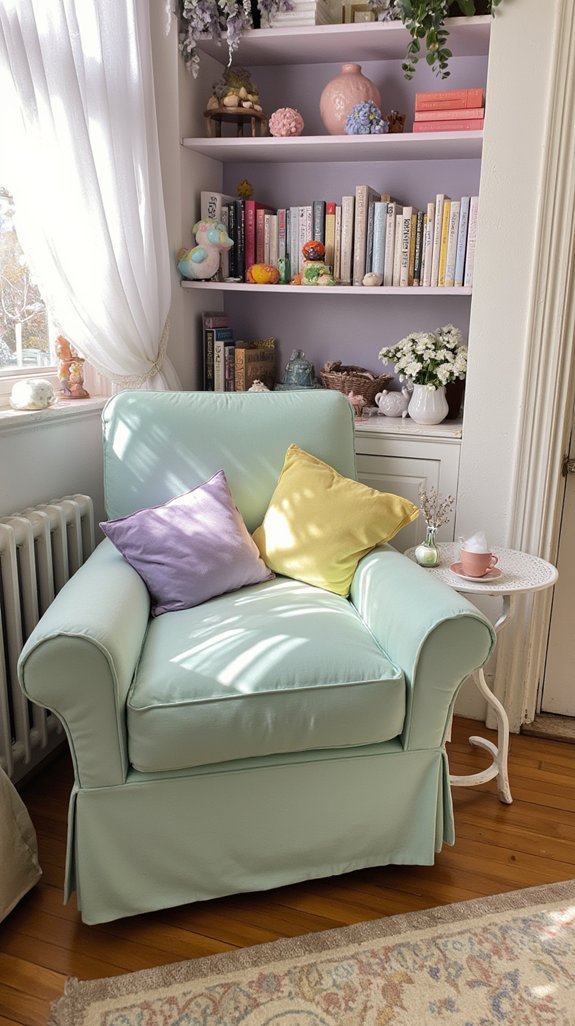 soft pastel reading nook