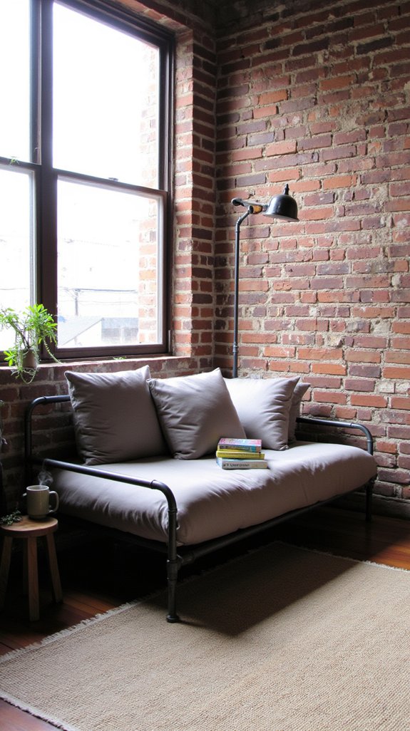 stylish industrial reading nook