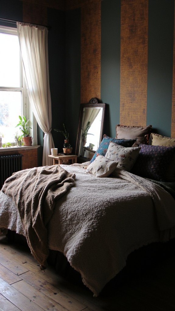 textured wallpaper enhances boho