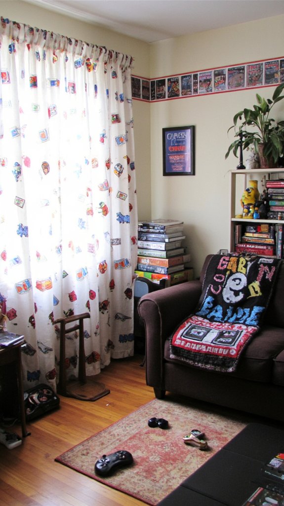 themed curtains enhance ambiance