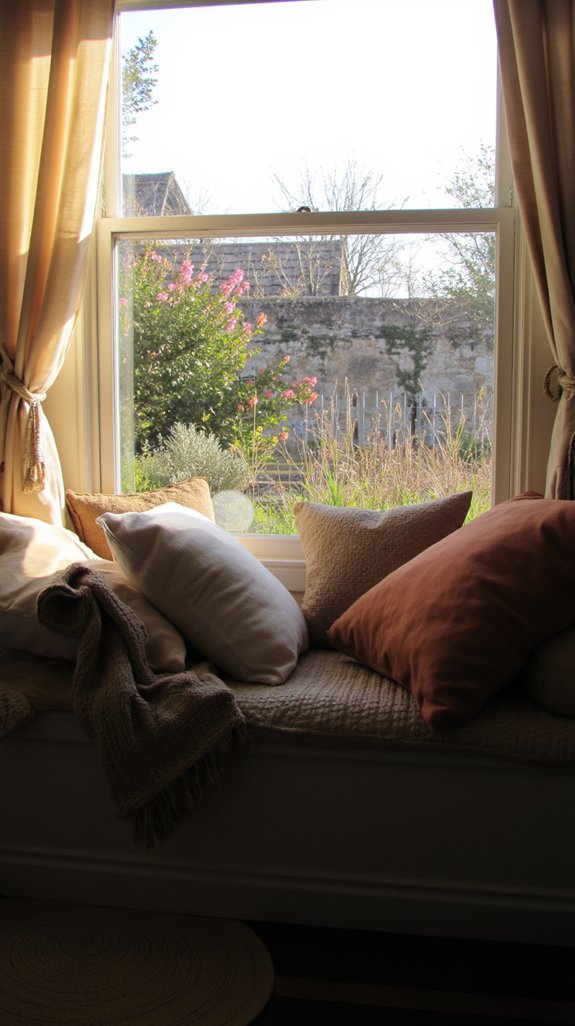 tranquil cushioned reading nook