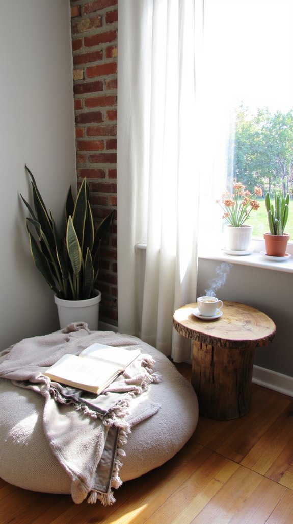 tranquil minimalist reading nook