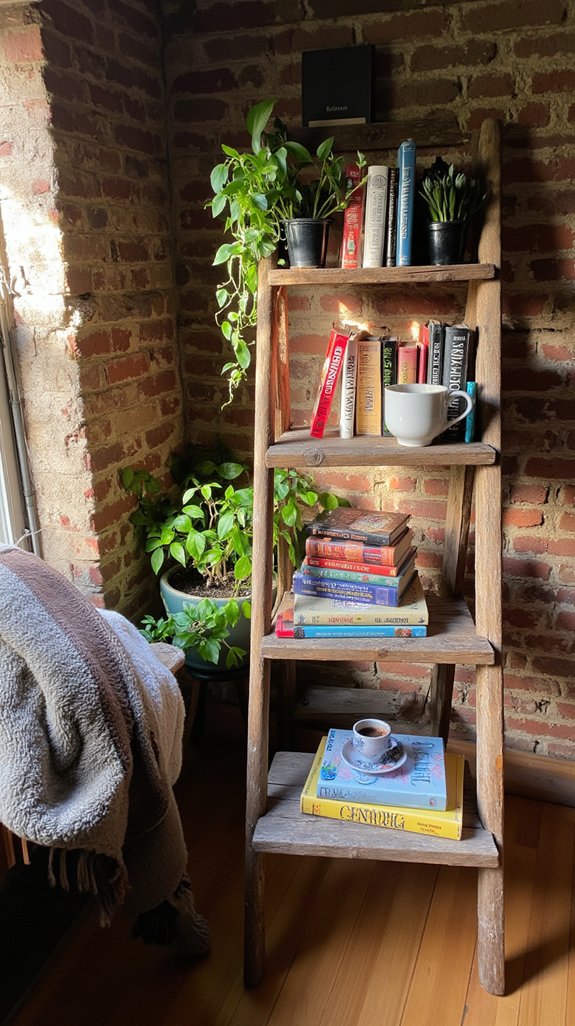 vertical ladder shelf display