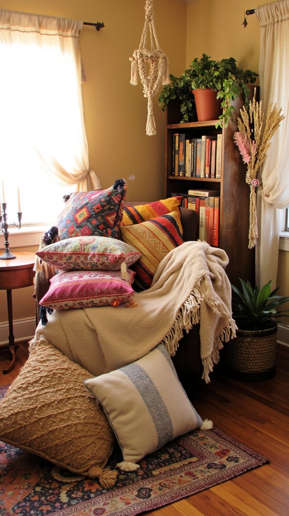 vibrant bohemian tassel pillows