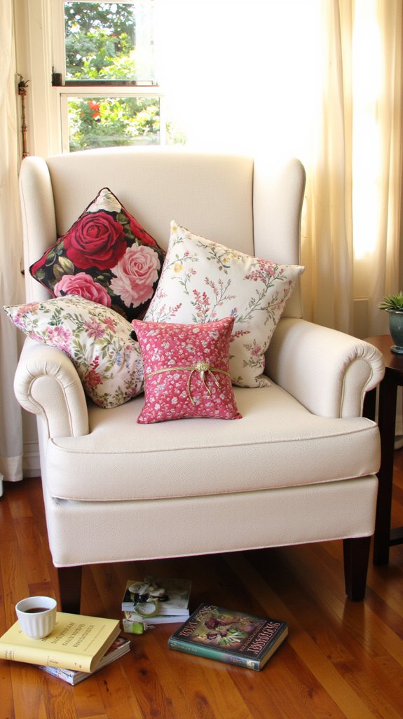 vibrant floral pillow contrast