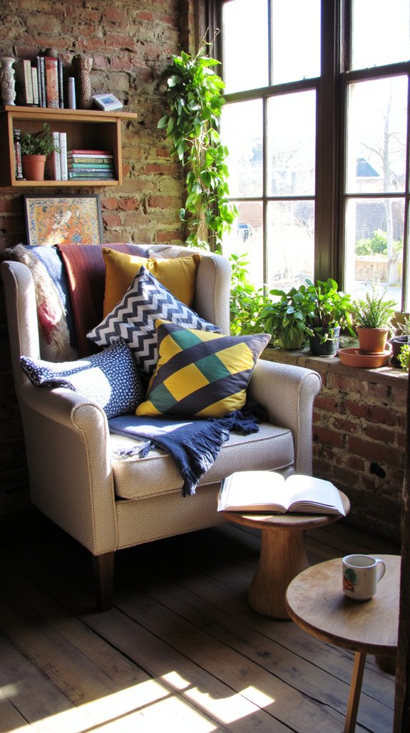 vibrant geometric cushion decor