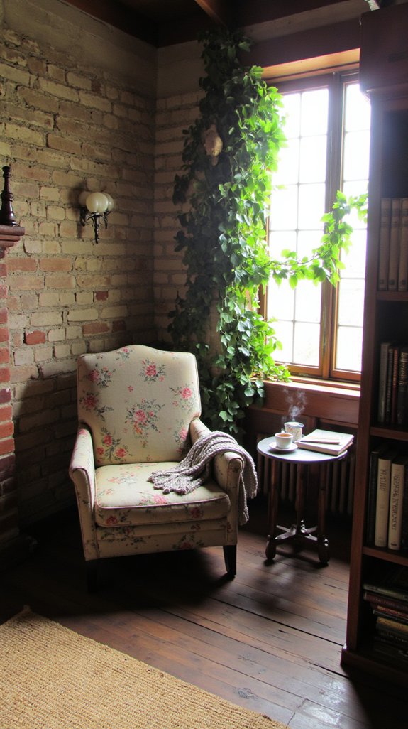 vintage armchair reading nook
