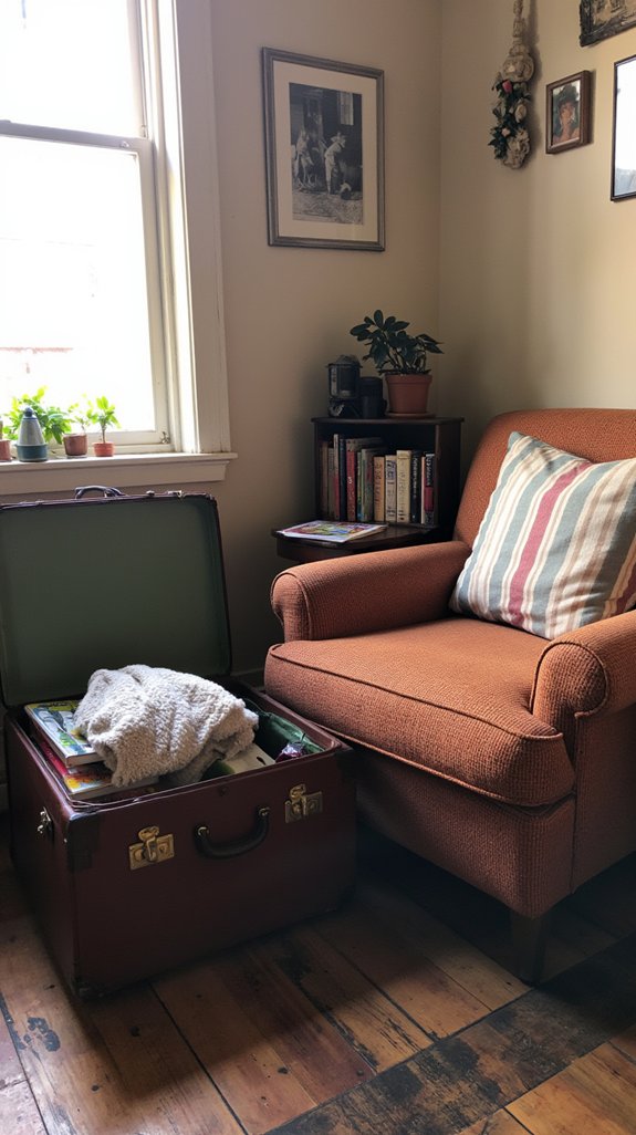 vintage suitcase storage solution