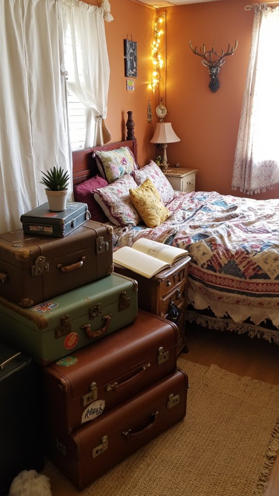 vintage suitcases as storage
