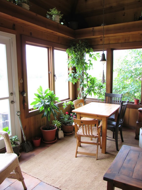 budget friendly wooden sunroom