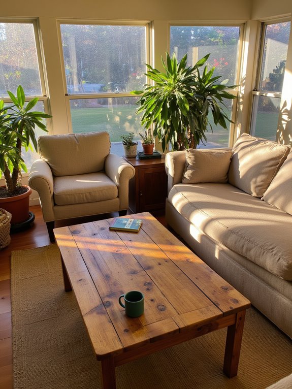 comfortable and stylish sunroom