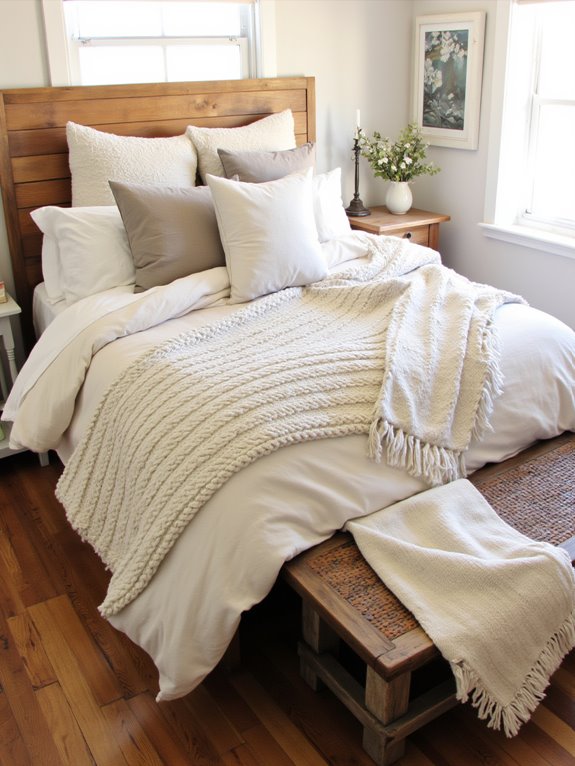 comfortable farmhouse inspired bedding