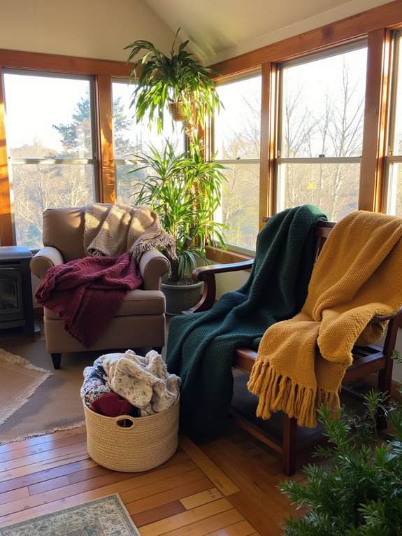 cozy blankets enhance decor