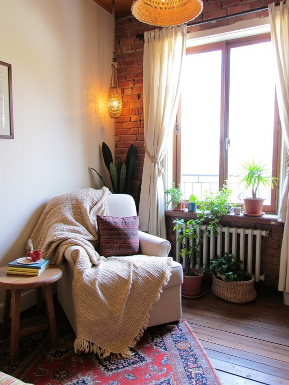 cozy bohemian reading nook