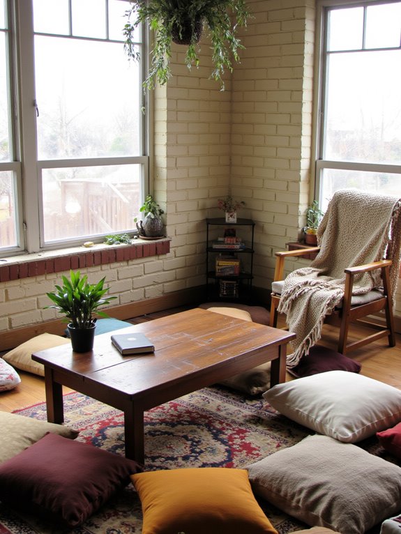 cozy colorful floor seating