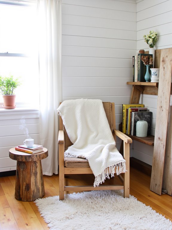 cozy farmhouse reading nook