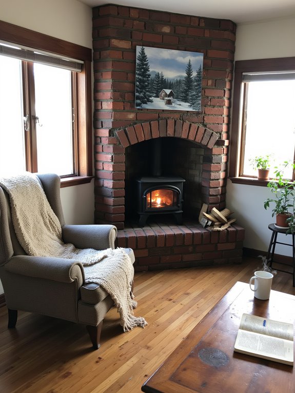 cozy fireplace for warmth