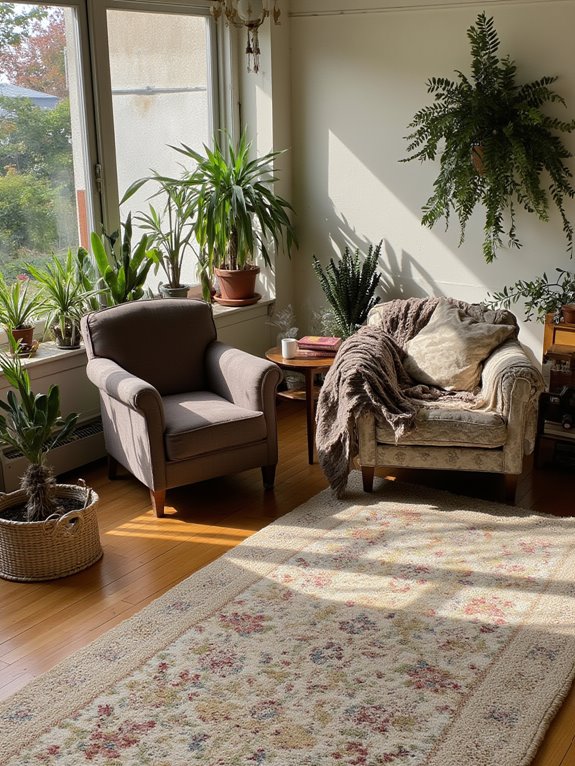 cozy rug defines reading nook