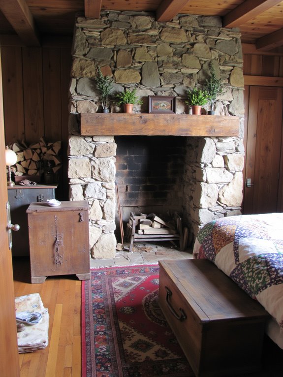 cozy rustic fireplace ambiance