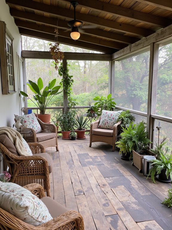 cozy rustic screened porch