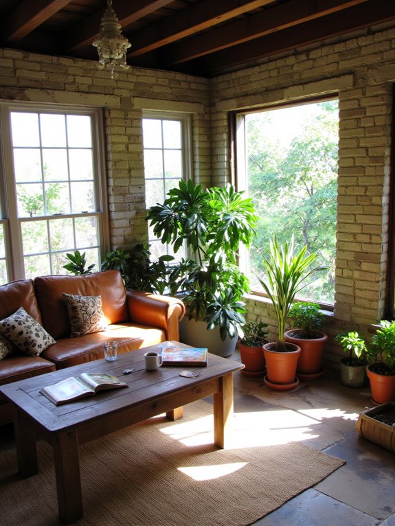 cozy rustic sunroom retreat