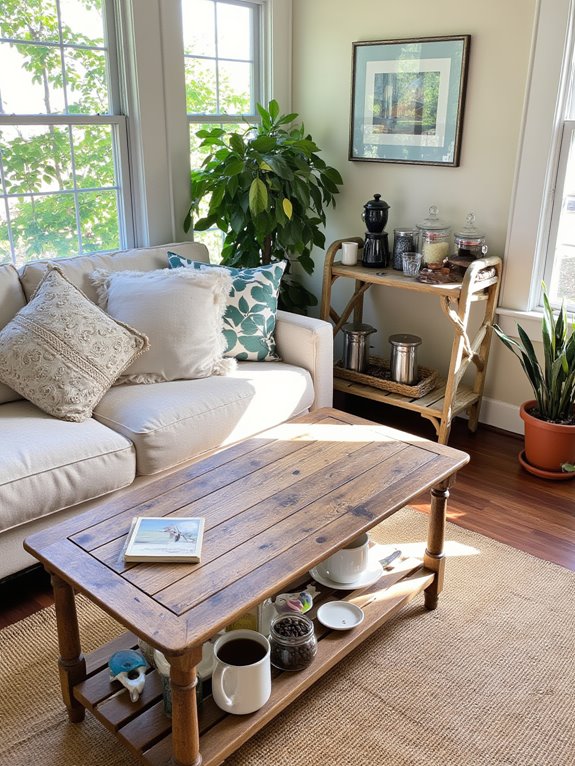 cozy sunroom coffee bar