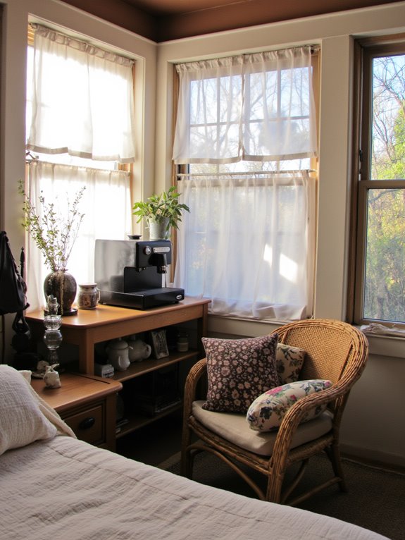 cozy sunroom coffee bar