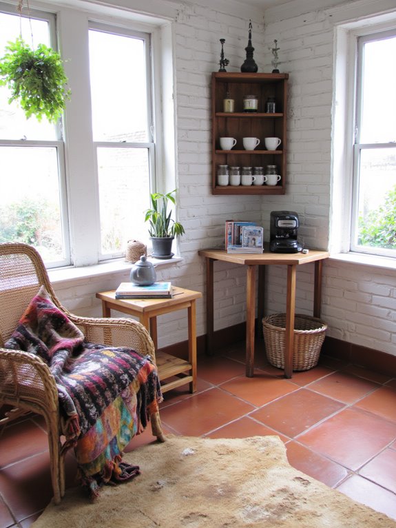 cozy sunroom coffee station