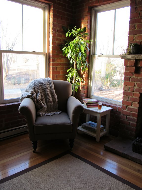cozy sunroom reading nook