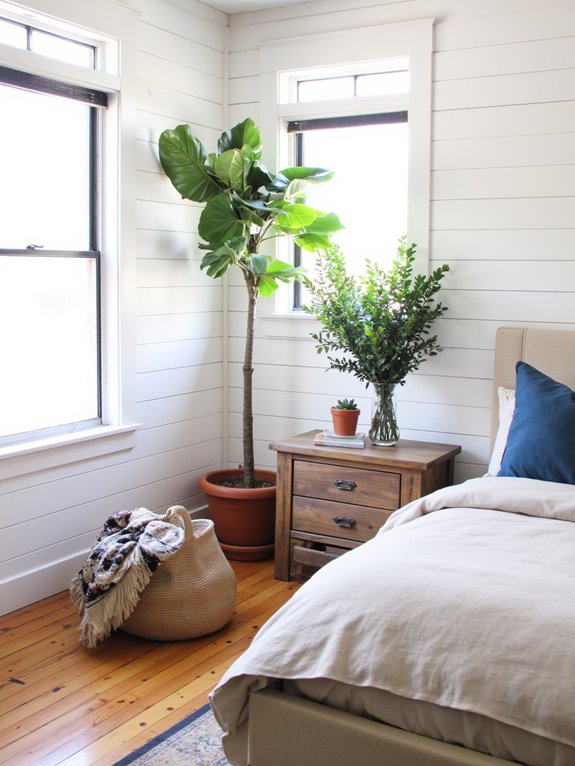enhance bedroom with plants
