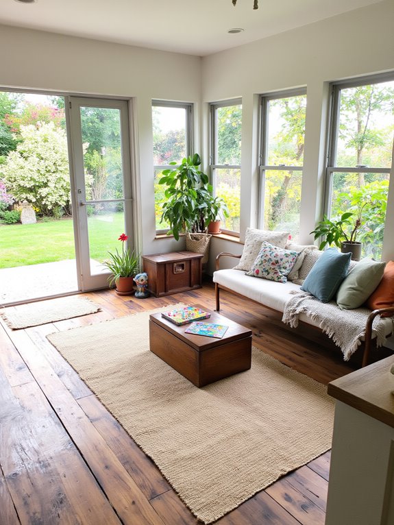 family friendly sunroom play area