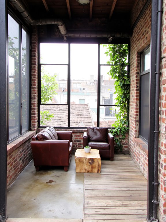 industrial chic screened porch