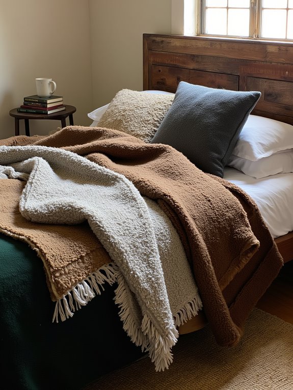 layered cozy wool blankets
