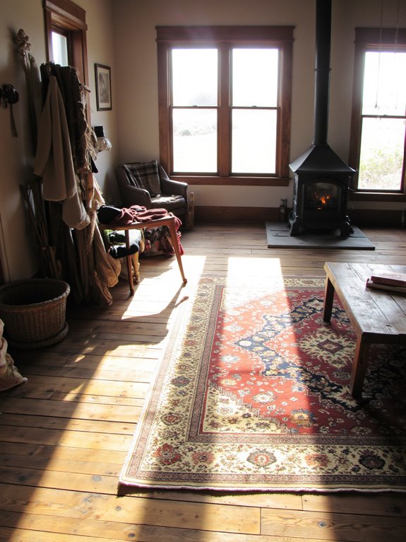 layered rugs create warmth