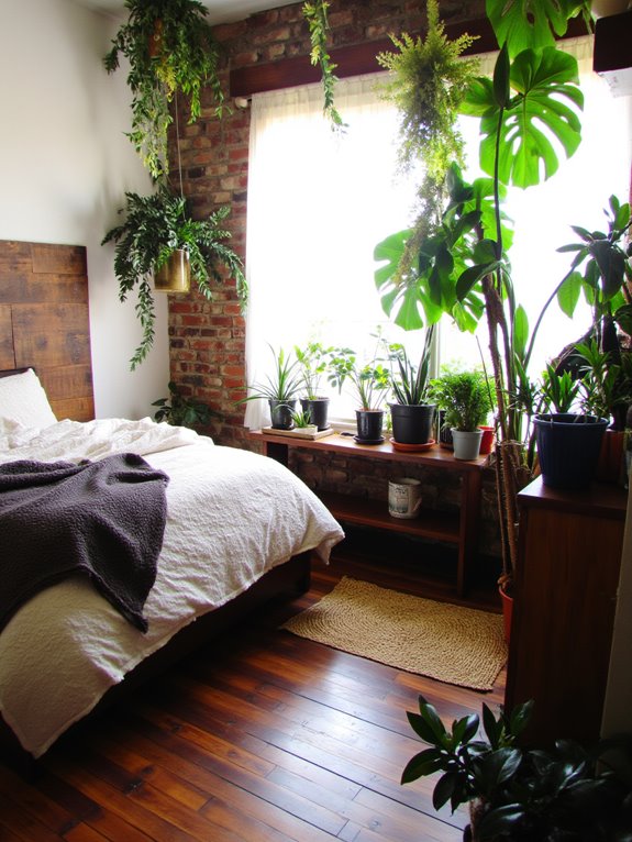 lush plants enhance bedroom atmosphere