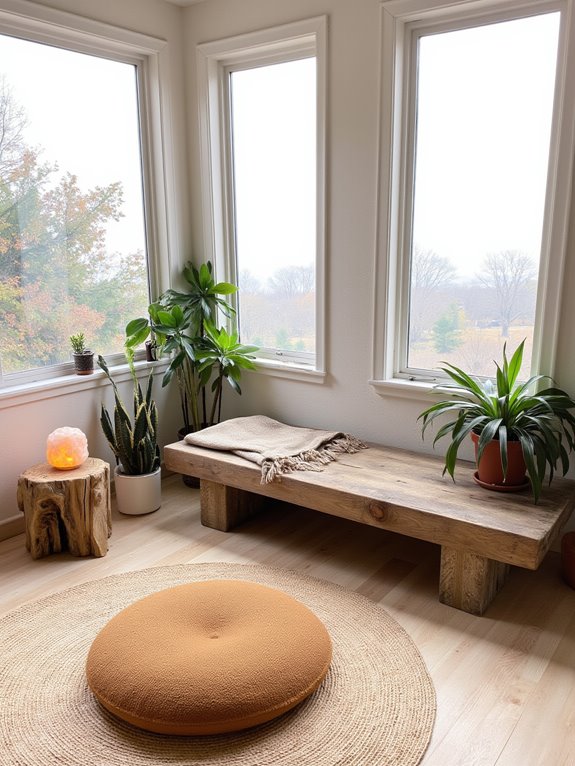 peaceful meditation sunroom setup