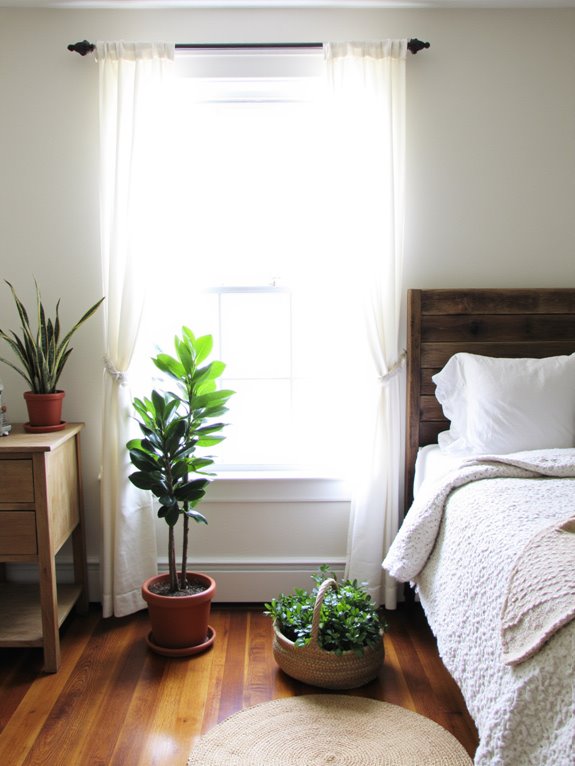 potted plants enhance farmhouse atmosphere
