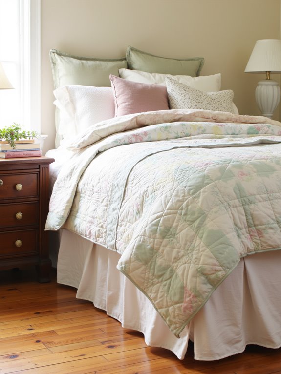 quilted bed skirts enhance aesthetics