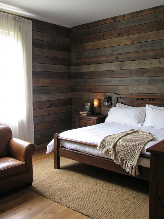 rustic bedroom shiplap accent