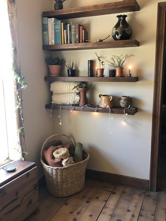 rustic open shelving decor